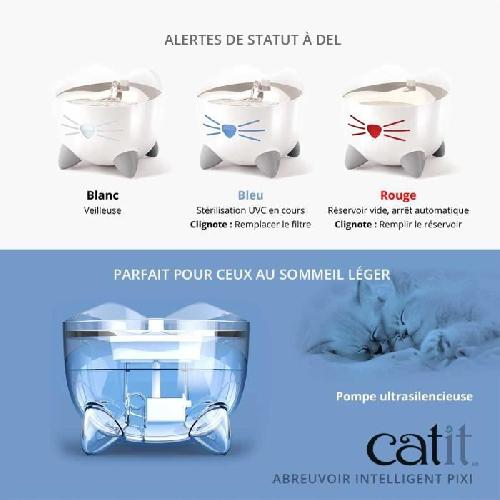 Abreuvoir CAT IT Fontaine a eau connectee pour chat - 2L -Acier inox. sterilisation UVC et application-