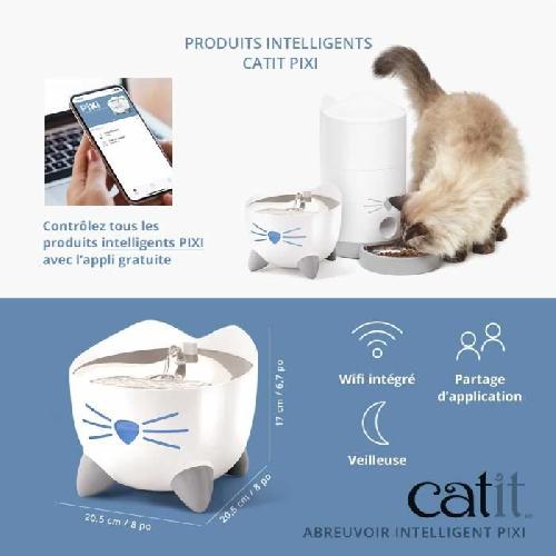 Abreuvoir CAT IT Fontaine a eau connectee pour chat - 2L -Acier inox. sterilisation UVC et application-