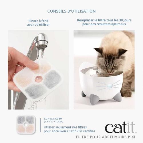 Abreuvoir CATIT 3 Filtres pour fontaine a eau PIXI