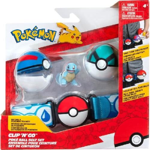 Figurine Miniature - Personnage Miniature Ceinture - BANDAI - Pokémon Clip ?N' Go - 1 ceinture. 2 Poké Balls et 1 figurine Carapuce 5 cm