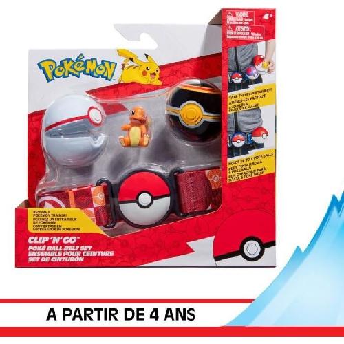 Figurine Miniature - Personnage Miniature Ceinture - BANDAI - Pokémon Clip ?N' Go - 1 ceinture. 2 Poké Balls et 1 figurine Salameche 5 cm