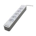 CHACON Bloc multiprise 5 prises 16 A avec 2 ports USB et câble 1.5 m HO5VV-F 3x1.5 mm² blanc et brun