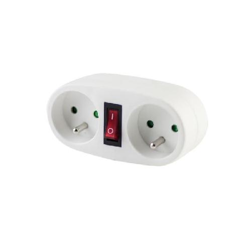 Prise CHACON Prise biplite 2x16A avec interrupteur blanc