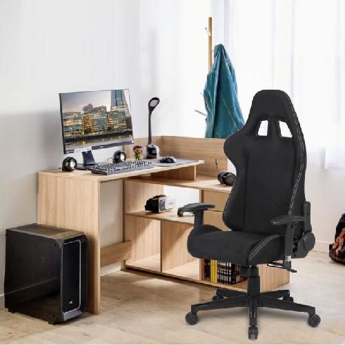 Chaise de bureau gaming - Tissu noir - L 64 x P 53 x H 122-134 cm - PREDATOR