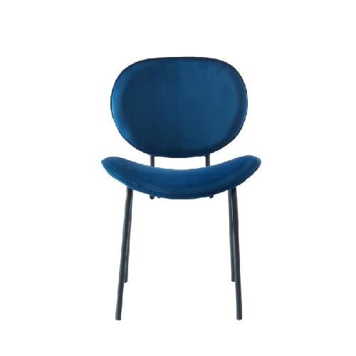 Chaise incurvee en velours bleu - Pieds en metal laque noir - L58.5 x l56 x H85 cm - SHEILA