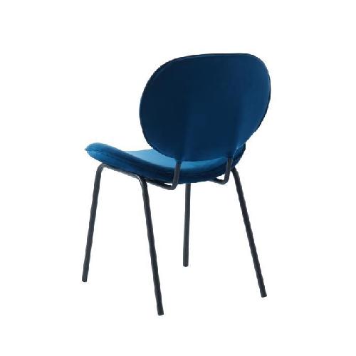 Chaise incurvee en velours bleu - Pieds en metal laque noir - L58.5 x l56 x H85 cm - SHEILA