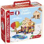 Chalet a Peindre 85 Pieces - JEUJURA - Jeu de Construction en Bois Naturel. Accessoires et Peinture Inclus. 26x24x9 cm