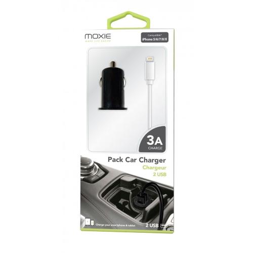 Chargeur - Adaptateur Alimentation Telephone Chargeur Allume cigare 12V 3A + cable iPhone 510 - Moxie