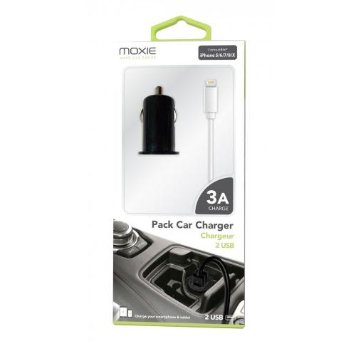Chargeur - Adaptateur Alimentation Telephone Chargeur Allume cigare 12V 3A + cable iPhone 510 - Moxie x6