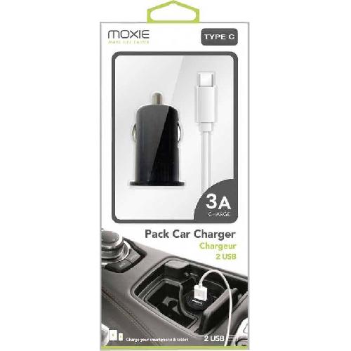 Chargeur - Adaptateur Secteur - Allume Cigare - Solaire Chargeur double USB allume-cigare 3A avec cable type C - Moxie