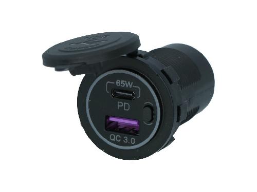 Allume Cigare - Prise Allume-cigare Chargeur Rapide Carpoint Avec Connecteur Integre Usb-Usb-C 65W