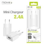 Chargeur - Adaptateur Alimentation Telephone Chargeur secteur 2.4A 1USB blanc - Moxie