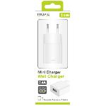 Chargeur - Adaptateur Alimentation Telephone Chargeur secteur 2.4A 1USB blanc - Moxie