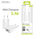 Chargeur - Adaptateur Alimentation Telephone Chargeur secteur 2.4A 1USB blanc - Moxie x6
