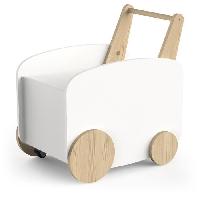 Chariot A Pousser Chariot de rangement a roulettes - FIRMIANA - Style scandinave - Blanc mat / Chene kronberg - 49.8 x 35 x 52.5 cm - DEMEYERE