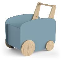 Chariot A Pousser Chariot de rangement a roulettes - FIRMIANA - Style scandinave - Bleu orage et bois naturel - 49.8 x 35 x 52.5 cm - DEMEYERE