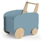 Chariot A Pousser Chariot de rangement a roulettes - FIRMIANA - Style scandinave - Bleu orage et bois naturel - 49.8 x 35 x 52.5 cm - DEMEYERE