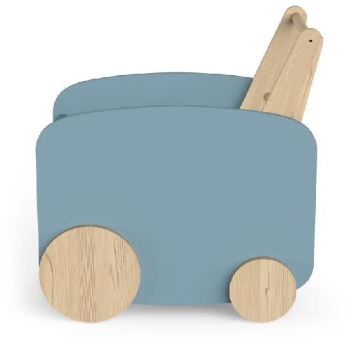 Chariot A Pousser Chariot de rangement a roulettes - FIRMIANA - Style scandinave - Bleu orage et bois naturel - 49.8 x 35 x 52.5 cm - DEMEYERE