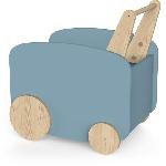 Chariot A Pousser Chariot de rangement a roulettes - FIRMIANA - Style scandinave - Bleu orage et bois naturel - 49.8 x 35 x 52.5 cm - DEMEYERE