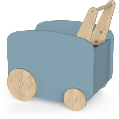 Chariot A Pousser Chariot de rangement a roulettes - FIRMIANA - Style scandinave - Bleu orage et bois naturel - 49.8 x 35 x 52.5 cm - DEMEYERE