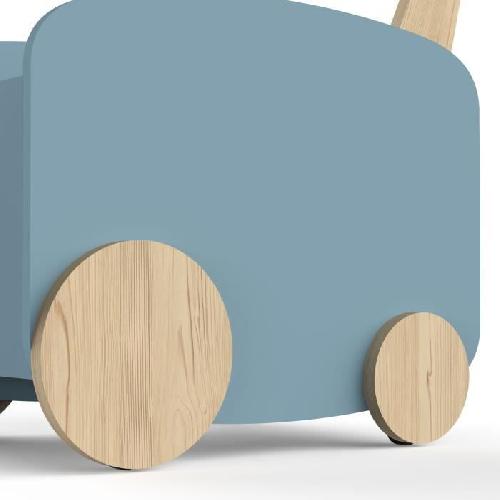 Chariot A Pousser Chariot de rangement a roulettes - FIRMIANA - Style scandinave - Bleu orage et bois naturel - 49.8 x 35 x 52.5 cm - DEMEYERE