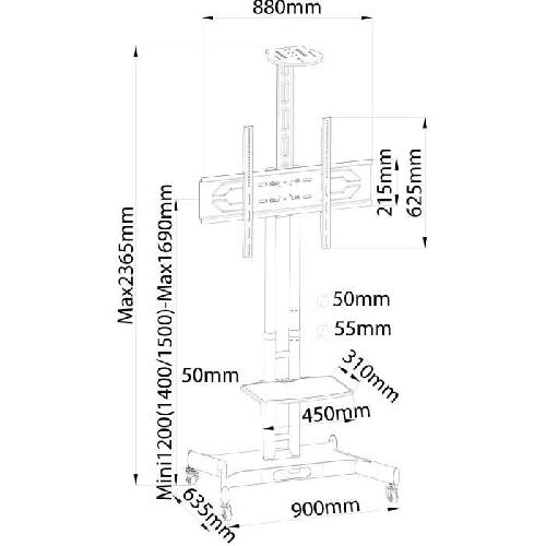 Fixation Tv - Support Tv - Support Mural Pour Tv Chariot mobile - INOTEK - Pro Prostand 42100 Visio - Pour écran de 42 a 100