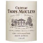 Vin Rouge Chateau Trois Moulins 2016 Haut-Medoc Cru Bourgeois - Vin rouge de Bordeaux