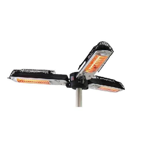 Chauffage Exterieur - Accessoire Chauffage Électrique TRIPTYQUE - 2000 W - 3 Tubes Halogene - Allumage Bouton ON-OFF - Noir