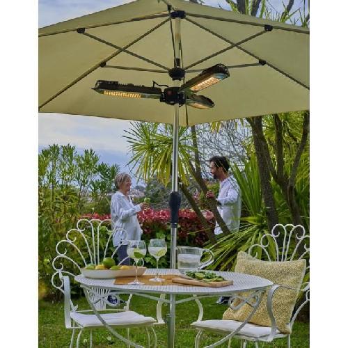 Chauffage Exterieur - Accessoire Chauffage Électrique TRIPTYQUE - 2000 W - 3 Tubes Halogene - Allumage Bouton ON-OFF - Noir