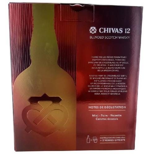 Whisky Bourbon Scotch Chivas Regal Coffret Whisky 12 ans d'age + 2 verres - 40.0 Vol. - 70 cl