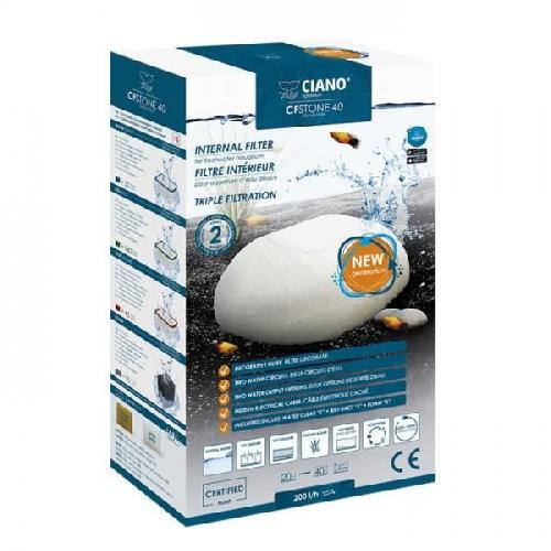 Aquarium CIANO CF Stone 80 filtre interne forme galet pour aquarium jusqu'a 80L