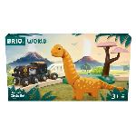 Circuit Miniature Circuit Dinosaure - Coffret Complet 12 pieces - Action de Jeu sans Pile - Dinosaure Inclus - Circuit de Train en Bois - BRIO World