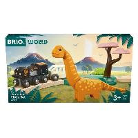 Circuit Miniature Circuit Dinosaure - Coffret Complet 12 pieces - Action de Jeu sans Pile - Dinosaure Inclus - Circuit de Train en Bois - BRIO World