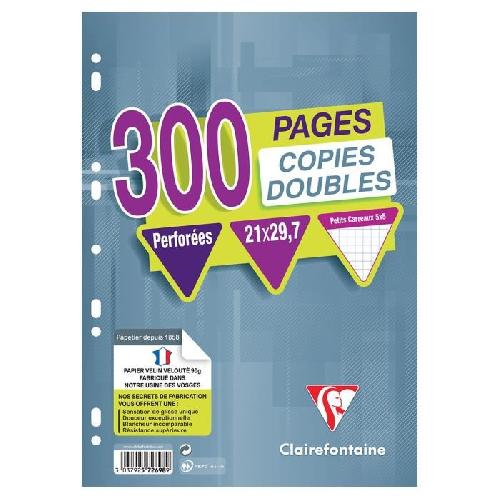 CLAIREFONTAINE - Copies doubles blanches - Perforees - 21 x 29.7 - 300 pages 5 x 5 - Papier P.E.F.C 90G