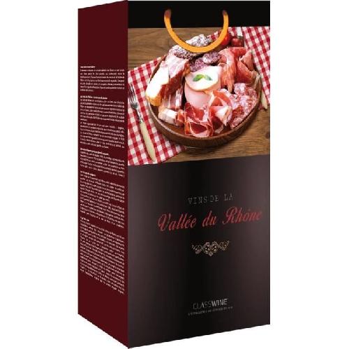 Coffret Cadeau Vin CLASSWINE Pochette pour 2 bouteilles vin des Cotes du Rhone Gastronomie