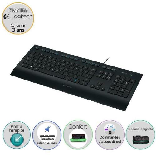 Clavier D'ordinateur Clavier - Filaire - Logitech - K280E -AZERTY - Noir