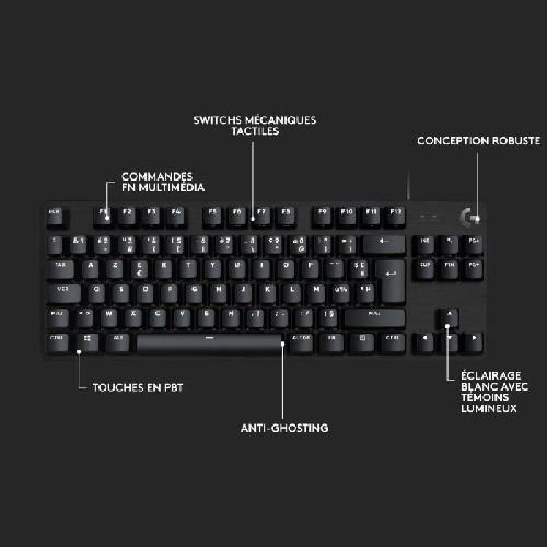 Clavier D'ordinateur Clavier gamer - Filaire - Logitech G - G413 TKL SE - Rétroéclairé - AZERTY - Noir