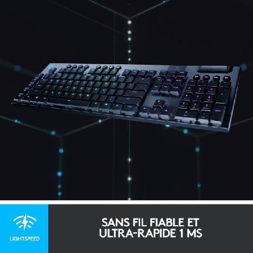 Clavier D'ordinateur Clavier gamer - Sans fil - Logitech G - G915 Lightspeed - Mécanique - GL CLICKY SWITCH - Rétroéclairé - AZERTY - Noir