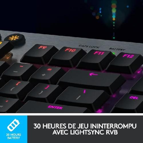 Clavier D'ordinateur Clavier gamer - Sans fil - Logitech G - G915 Lightspeed - Mécanique - GL CLICKY SWITCH - Rétroéclairé - AZERTY - Noir