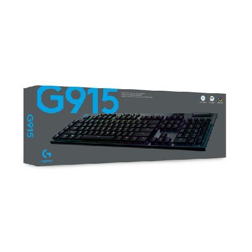 Clavier D'ordinateur Clavier gamer - Sans fil - Logitech G - G915 Lightspeed - Mécanique - GL CLICKY SWITCH - Rétroéclairé - AZERTY - Noir