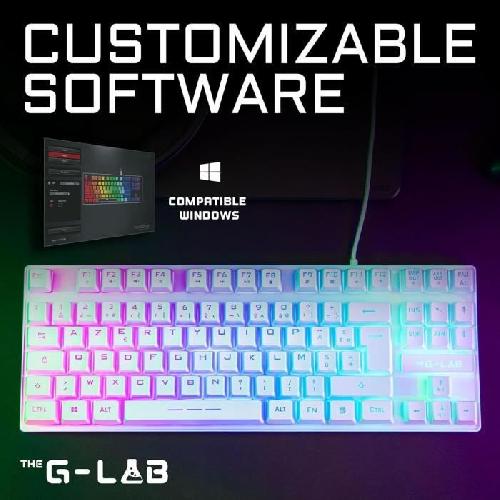 Clavier D'ordinateur Clavier Gamer - The G-Lab - KEYZ CAESIUM TKL - RGB - Filaire - 100% Personnalisable - Azerty - Noir