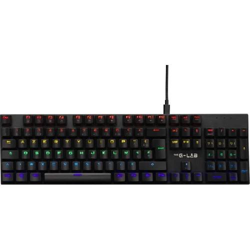 Clavier D'ordinateur Clavier Gamer - The G-Lab - KEYZ CARBON E - Mécanique (Switch Bleu) - Rainbow - Low Profile - Repose Poignet - Filaire - Noir