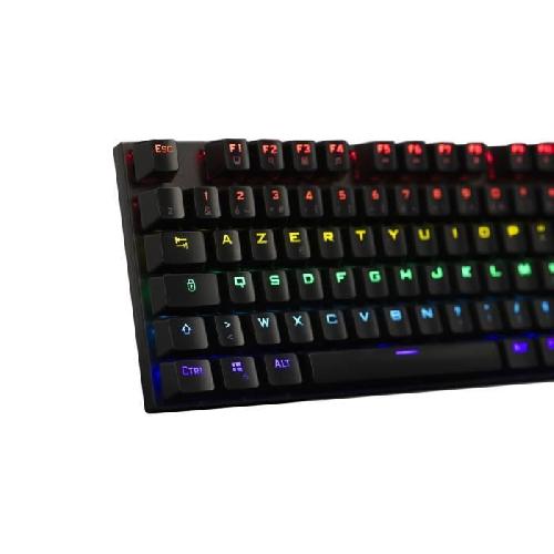 Clavier D'ordinateur Clavier Gamer - The G-Lab - KEYZ CARBON E - Mécanique (Switch Bleu) - Rainbow - Low Profile - Repose Poignet - Filaire - Noir