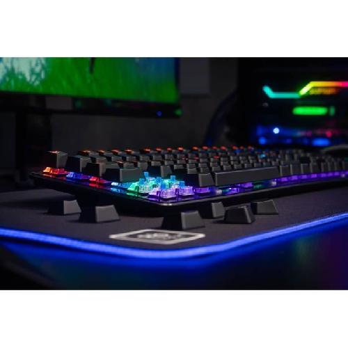 Clavier D'ordinateur Clavier Gamer - The G-Lab - KEYZ CARBON E - Mécanique (Switch Bleu) - Rainbow - Low Profile - Repose Poignet - Filaire - Noir