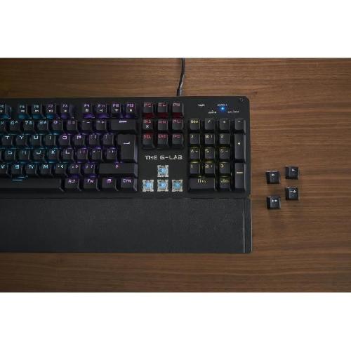 Clavier D'ordinateur Clavier Gamer - The G-Lab - KEYZ CARBON E - Mécanique (Switch Bleu) - Rainbow - Repose Poignet - Filaire - Azerty - Noir