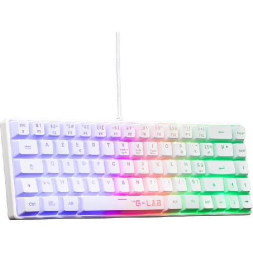 Clavier D'ordinateur Clavier Gamer - The G-Lab - KEYZ HYDROGEN - 60% Format Compact - Rétroéclairé - Filaire - Blanc