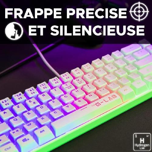 Clavier D'ordinateur Clavier Gamer - The G-Lab - KEYZ HYDROGEN - 60% Format Compact - Rétroéclairé - Filaire - Blanc