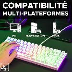 Clavier D'ordinateur Clavier Gamer - The G-Lab - KEYZ HYDROGEN - 60% Format Compact - Rétroéclairé - Filaire - Blanc