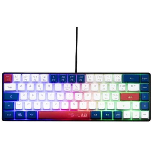 Clavier D'ordinateur Clavier Gamer - The G-Lab - KEYZ HYDROGEN - 60% Format Compact - Rétroéclairé - Filaire - Bleu/Blanc/Rouge