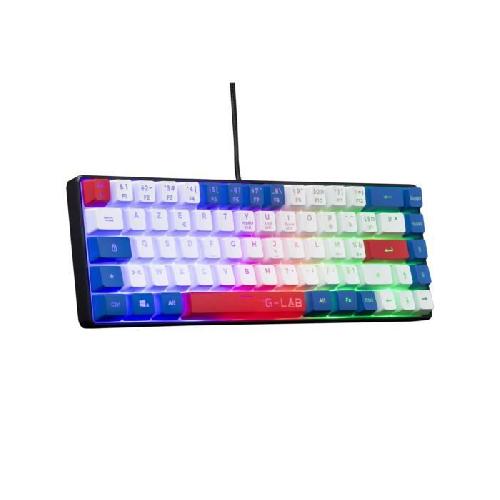 Clavier D'ordinateur Clavier Gamer - The G-Lab - KEYZ HYDROGEN - 60% Format Compact - Rétroéclairé - Filaire - Bleu/Blanc/Rouge